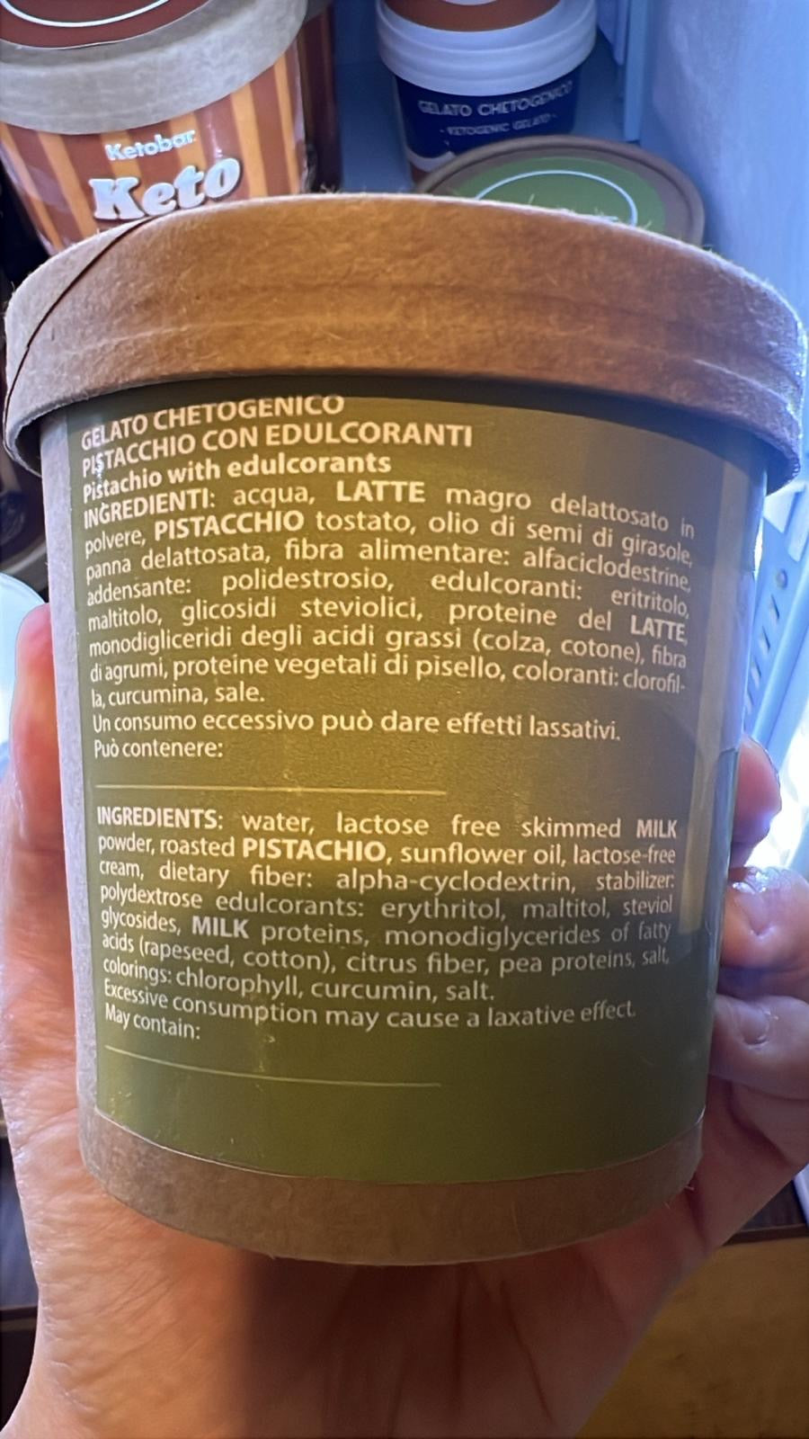 BOX DA N 8 KETOGELATO GUSTO PISTACCHIO/CIOCCOLATO (8 confezioni da 250grammi)