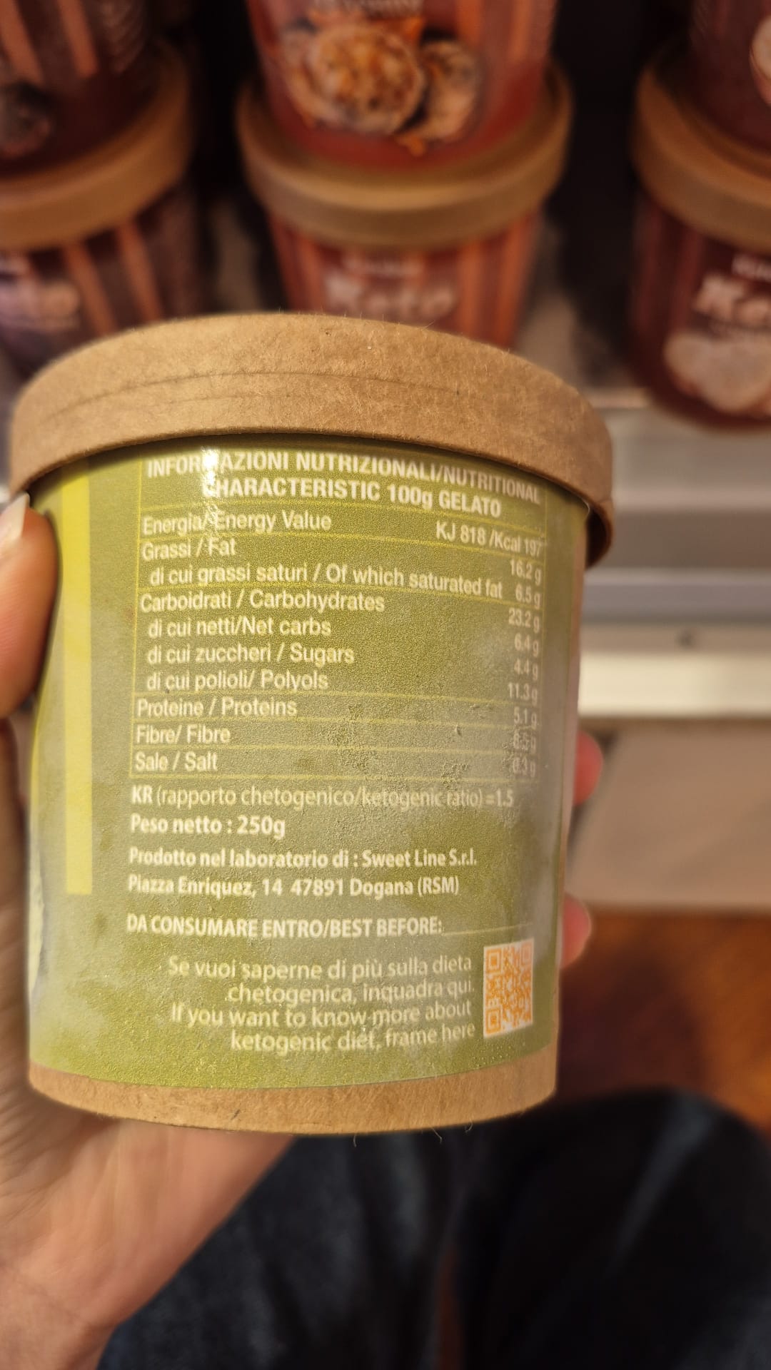BOX DA N 8 KETOGELATO GUSTO PISTACCHIO/CIOCCOLATO (8 confezioni da 250grammi)