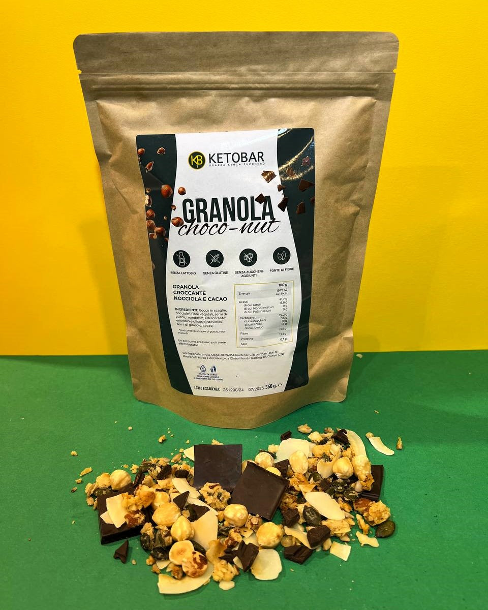 Keto Granola nocciola e cacao