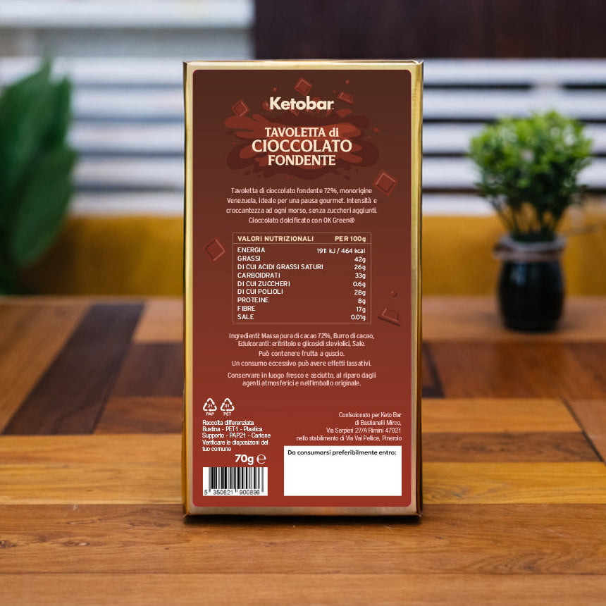 Tavoletta di Cioccolato Keto 70g